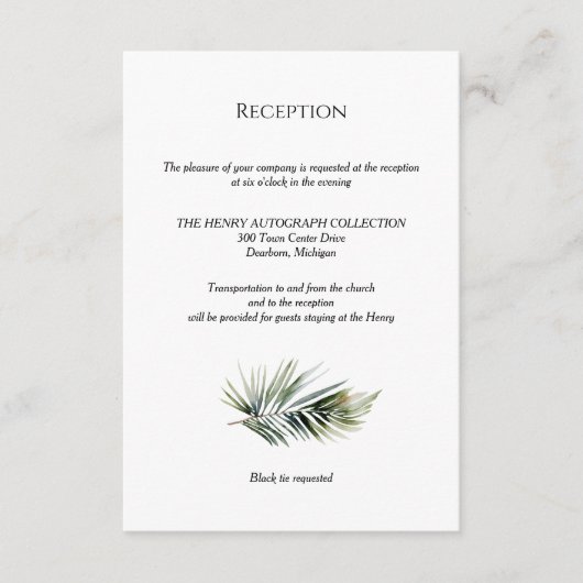 Tropical Wedding Reception Card - Botanisches Desi Begleitkarte (Vorderseite)