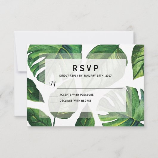 Tropical Wedding RSvp, Beach Wedding Card, RSVP Karte (Vorderseite)