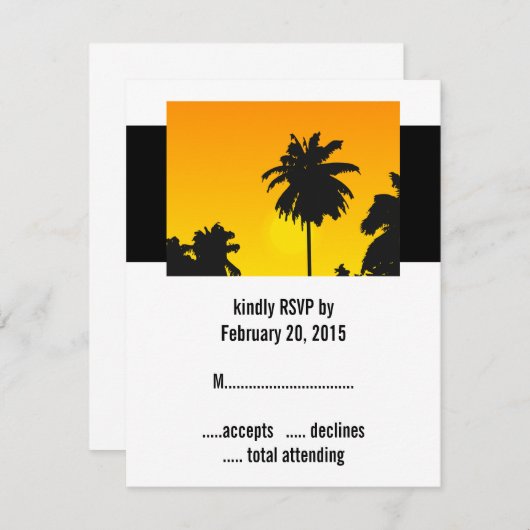 Tropical Wedding RSVP Cards Sonnenuntergang (Vorne/Hinten)
