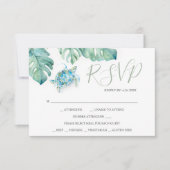 Tropical Wedding RSVP Cards Watercolor Sea Turtle (Vorderseite)
