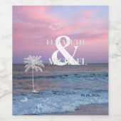 Tropical Wedding Sunrise Ocean Beach Weinetikett (Einzelnes Label)