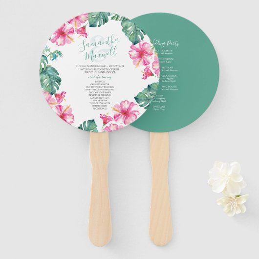 Tropical Wedding Theme Program Fan Fächer (Vorne und Hinten)