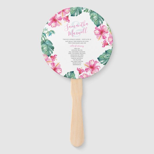 Tropical Wedding Theme Program Fan Fächer (Vorderseite)