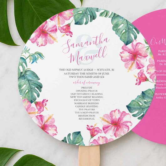 Tropical Wedding Theme Program Fan Fächer