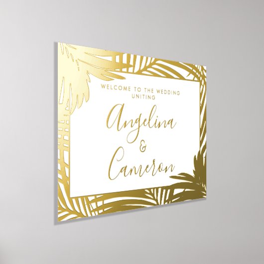 Tropical Wedding Welcome Sign Gold Palm Foliendrucke (Ablage )