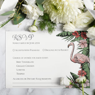 Tropical Wedding White RSVP Card Karte