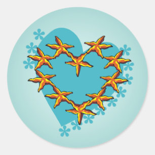 Tropical Wedfish Heart Summer Beach Runder Aufkleber