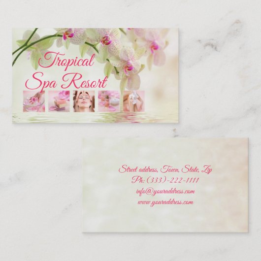 Tropical Wellness-Center Resort Creamy Business Ca Visitenkarte (Vorne/Hinten)