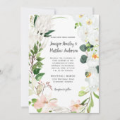 Tropical White Blush Orchids Magnolias Wedding Einladung (Vorderseite)