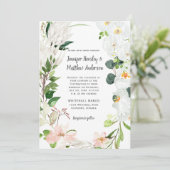 Tropical White Blush Orchids Magnolias Wedding Einladung (Stehend Vorderseite)
