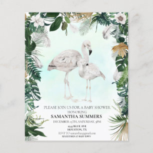Tropical White Flamingo Baby Shower Boho