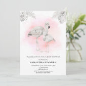 Tropical White Flamingo Baby Shower Boho Einladung (Stehend Vorderseite)