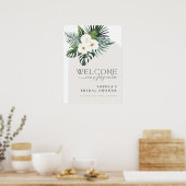 Tropical White Floral Arch Bridal Shower Welcome Poster (Küche)