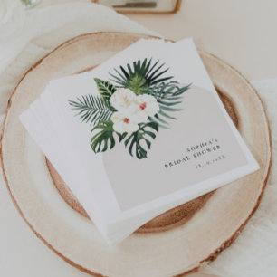 Tropical White Floral Arch Serviette