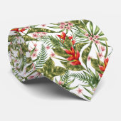 Tropical White Florals Krawatte (Gerollt)