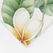 Tropical White Frangipani Blume Gemustert Fleecedecke (Ecke)