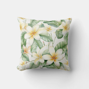 Tropical White Frangipani Blume Gemustert Kissen