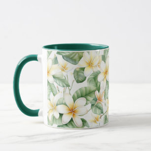 Tropical White Frangipani Blume Gemustert Tasse