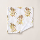 Tropical White Gold Palm Blätter Grüne Badhandtuch Set (Waschlappen)