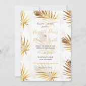 Tropical White Gold Palm Blätter Grüne Einladung (Vorderseite)