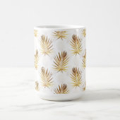 Tropical White Gold Palm Blätter Grüne Kaffeetasse (Mittel)