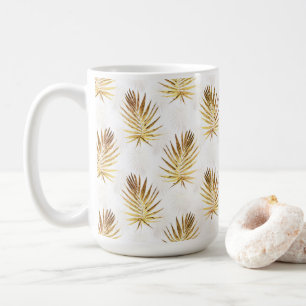 Tropical White Gold Palm Blätter Grüne Kaffeetasse