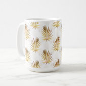 Tropical White Gold Palm Blätter Grüne Kaffeetasse (Vorderseite Links)