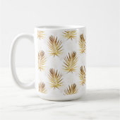 Tropical White Gold Palm Blätter Grüne Kaffeetasse (Links)