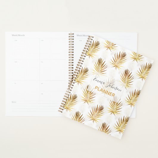 Tropical White Gold Palm Blätter Grüne Planer (Anzeige)