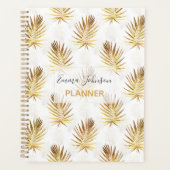 Tropical White Gold Palm Blätter Grüne Planer (Vorderseite)