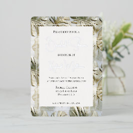 Tropical White Green Gold Blätter Brautparty Folieneinladung
