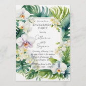 Tropical White Orchid & Greenery Engagement Party Einladung (Vorderseite)