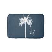 Tropical White Palm Tree Elegante Monogram Badematte (Vorderseite)