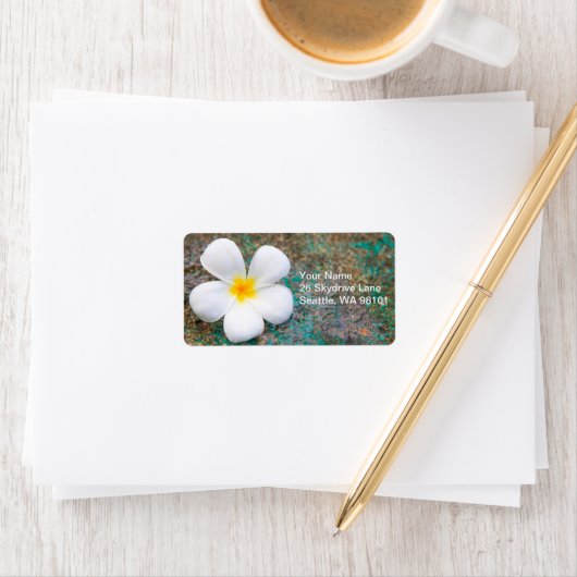 Tropical White Plumeria Blume Adressaufkleber (Insitu)