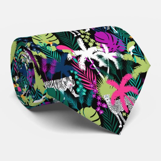 Tropical Wicked Garden Big Cats Krawatte (Gerollt)