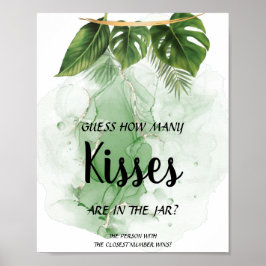 Tropical Wie viele Kisses Brautparty Game Sign Poster