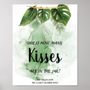 Tropical Wie viele Kisses Brautparty Game Sign Poster