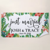 Tropical Wifey und Hubby, nur verheiratet Custom Strandtuch (Vorderseite)