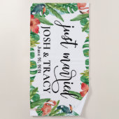 Tropical Wifey und Hubby, nur verheiratet Custom Strandtuch (Vorderseite)
