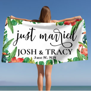 Tropical Wifey und Hubby, nur verheiratet Custom Strandtuch