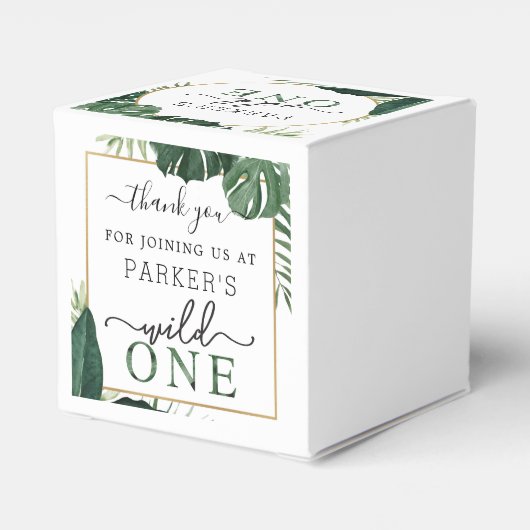 Tropical Wild One First Birthday Party Fevor Box Geschenkschachtel (Rückseite)