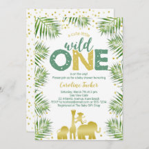 Tropical Wild One Gold Safari Animals Baby Dusche