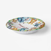 Tropical Wild One Jungle Safari Tiere Geburtstag Pappteller (Gewinkelt)