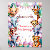 Tropical Wild One Jungle Safari Tiere Geburtstag Poster (Vorne)
