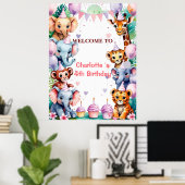 Tropical Wild One Jungle Safari Tiere Geburtstag Poster (Heimbüro)