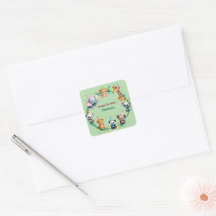 Tropical Wild One Jungle Safari Tiere Geburtstag Quadratischer Aufkleber