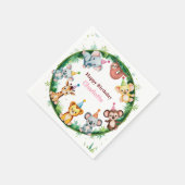 Tropical Wild One Jungle Safari Tiere Geburtstag Serviette (Ecke)