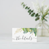 Tropical Wild Palm Blätter Hochzeitdetails Begleitkarte (Stehend Vorderseite)