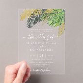Tropical Wild Palm Blätter Wedding Acryleinladungen (Insitu (Handheld))