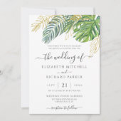 Tropical Wild Palm Blätter Wedding Einladung (Vorderseite)